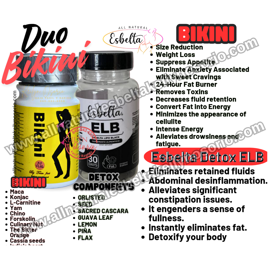BIKINI y Esbelta ELB Detox CÁPSULAS PARA LA PÉRDIDA DE PESO